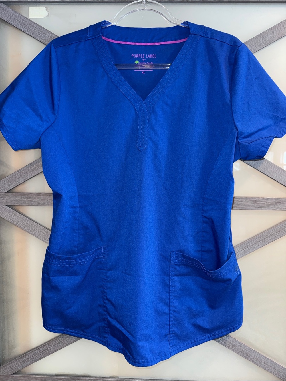healing hands Royal Blue V-Neck Medical Scrub Top